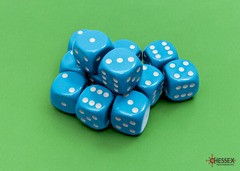 D6 16mm 12-Dice Block CHX25616 - Opaque Light Blue/White